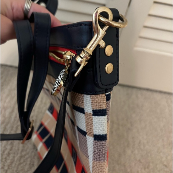 Spartina 449 Quarterdeck Navy Trim Plaid adjustable crossbody/shoulder bag - Picture 7 of 11